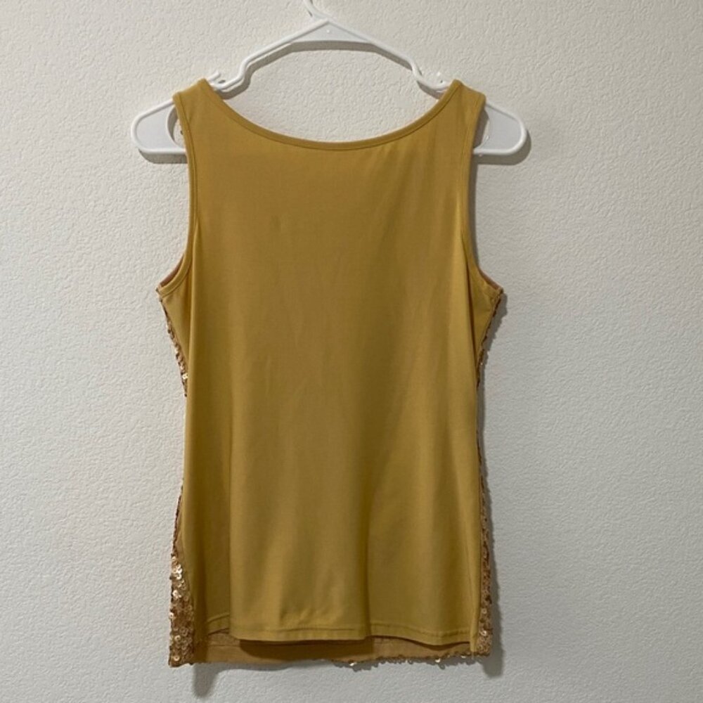 New Year’s Eve Gold Sparkle Sequin Sleeveless Tank Top - Picture 2 of 4